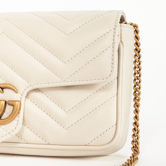 Gucci GG Marmont White Matelasse Chevron Leather Small Shoulder Bag - Picture 7 of 14